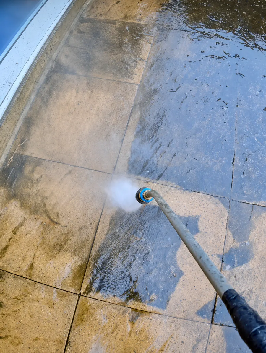 Pressure washing patio slabs in Tiptree